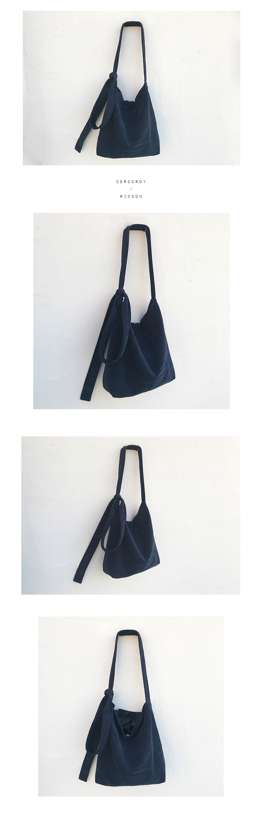 TOTE ECO SHOPPING TRAVEL corduroy ribbon eco bag 4