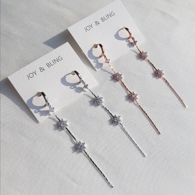 Snow Flower Line Drop Earrings Twenties Crystal Go