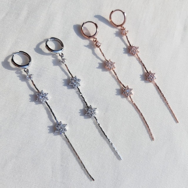 Snow Flower Line Drop Earrings Twenties Crystal Go