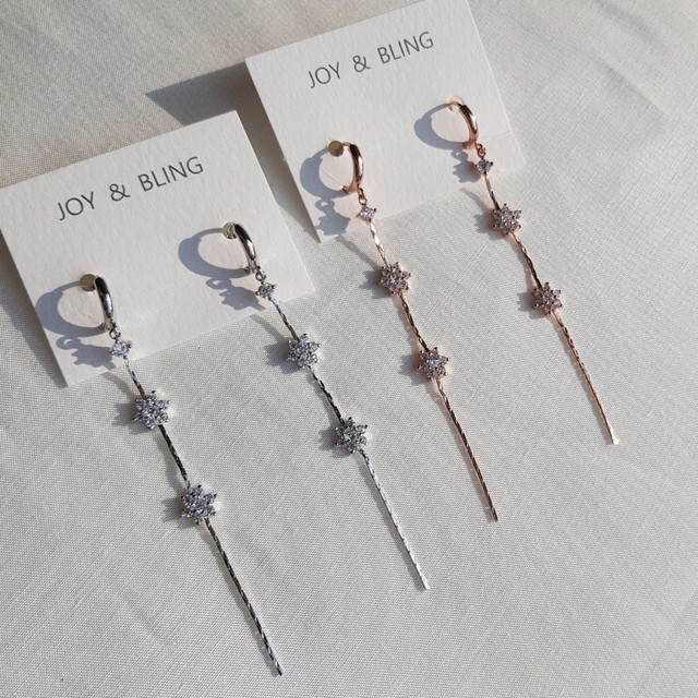Snow Flower Line Drop Earrings Twenties Crystal Go