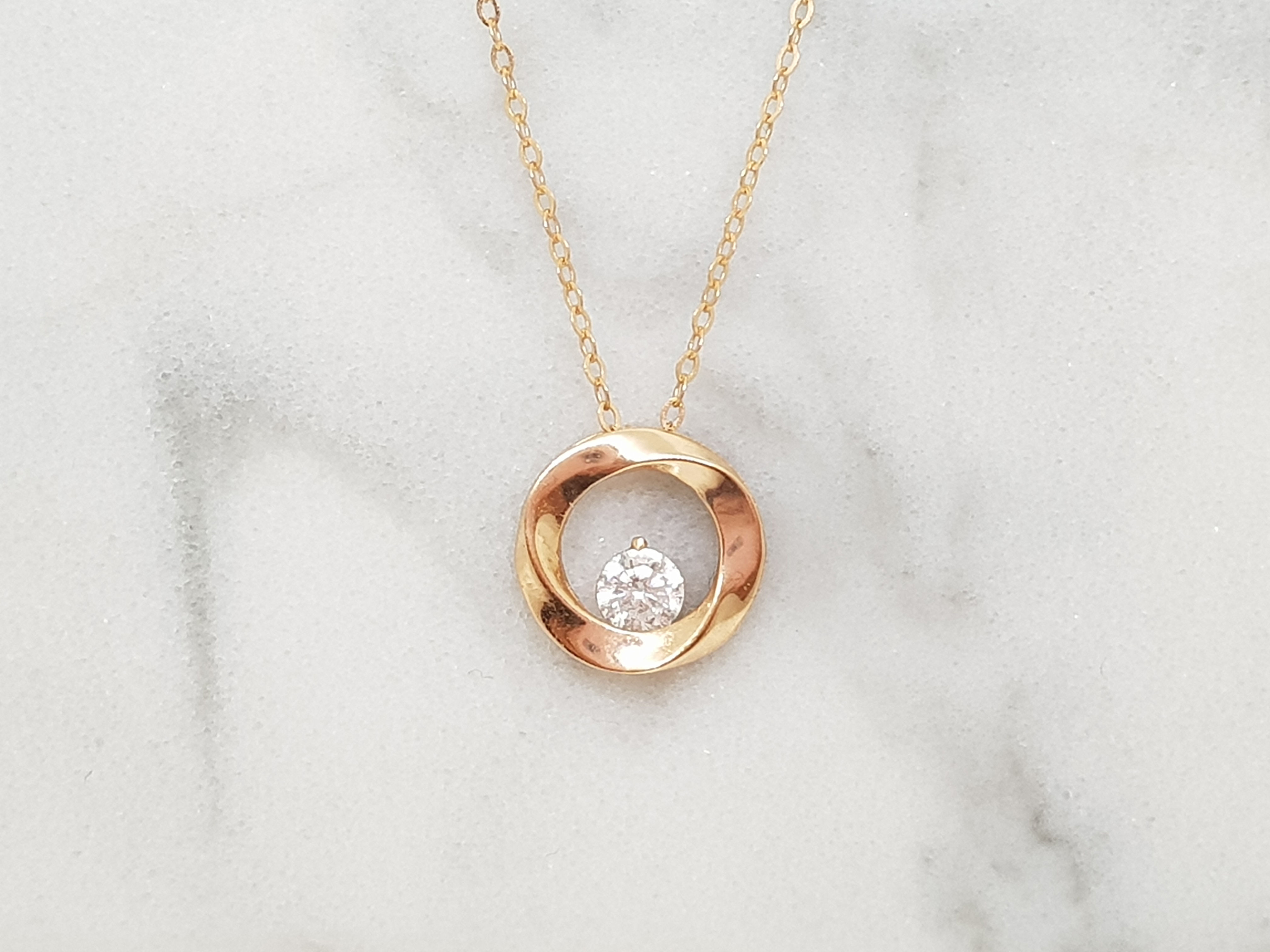 14k 18k Cubic Round Necklace Rose Gold 14K Girlfri