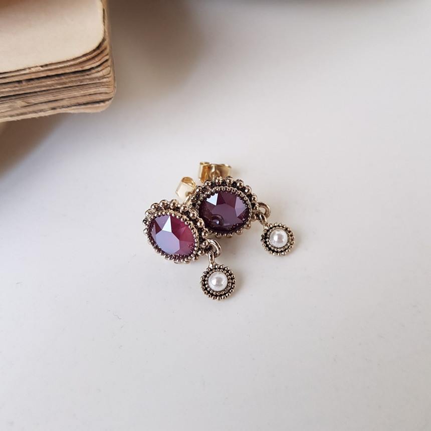 Dreaming Swall Pearl Antique Drop Earrings 4color 