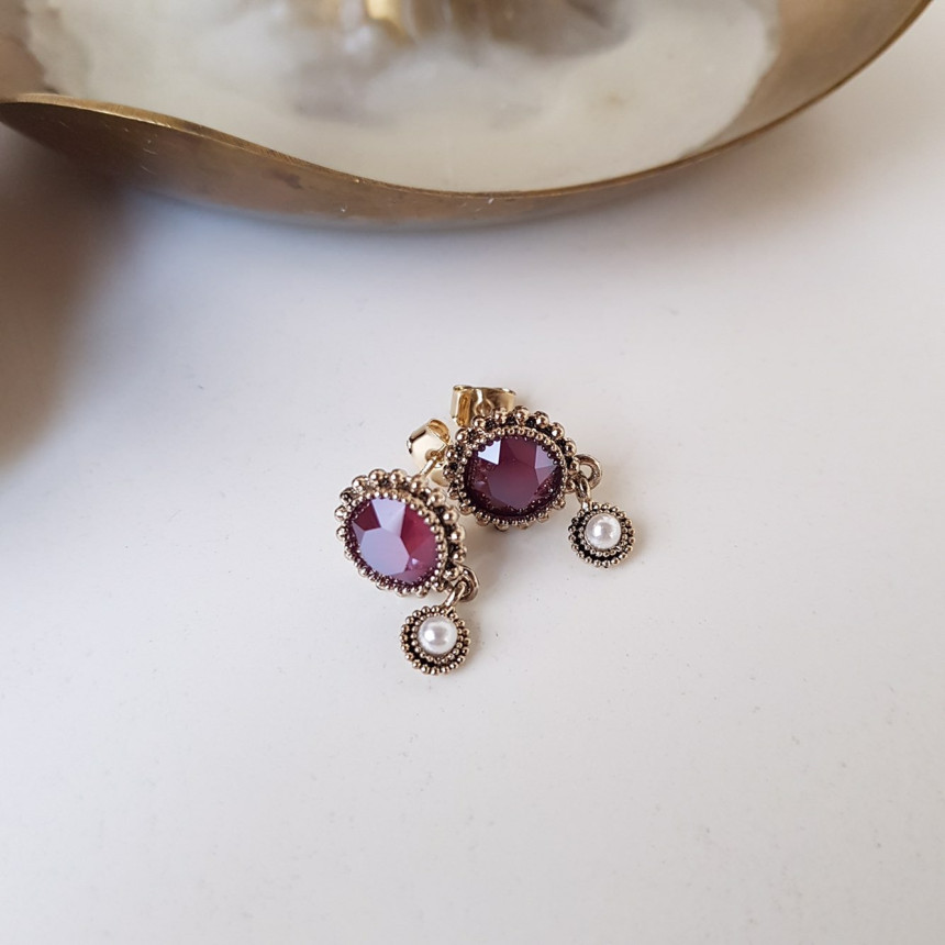 Dreaming Swall Pearl Antique Drop Earrings 4color 