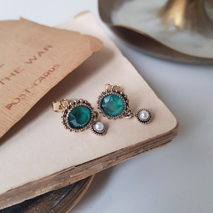 Dreaming Swall Pearl Antique Drop Earrings 4color 