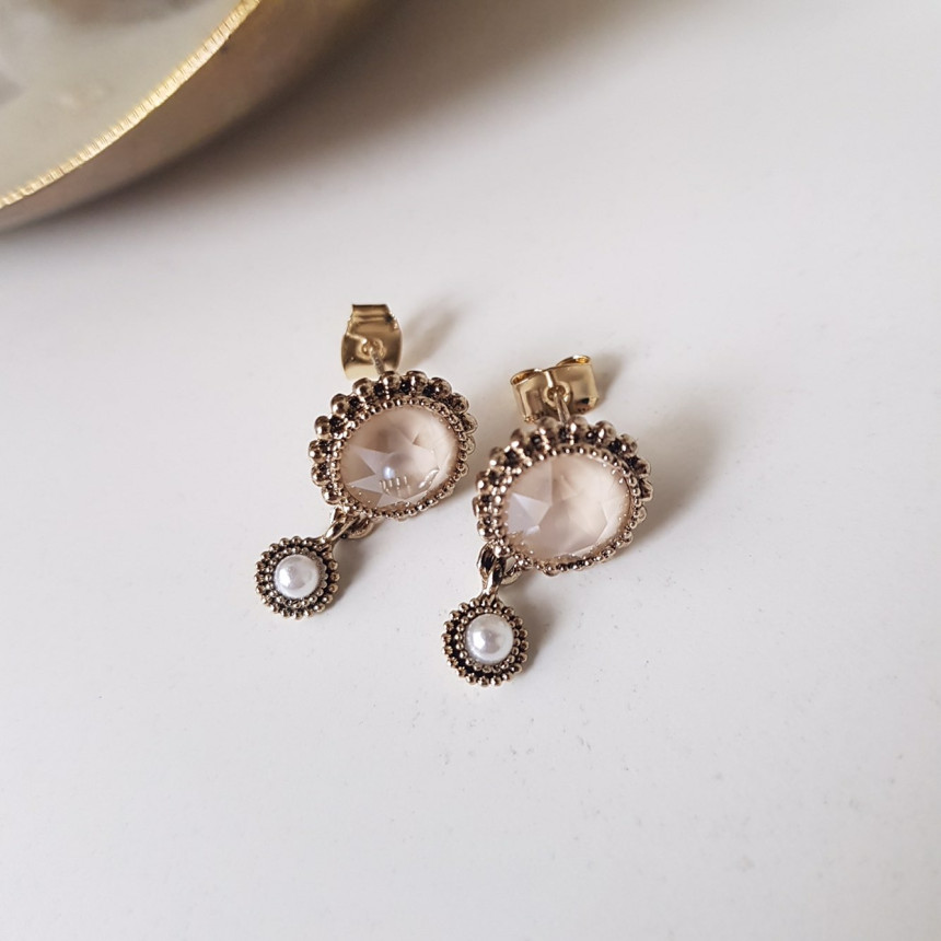 Dreaming Swall Pearl Antique Drop Earrings 4color 