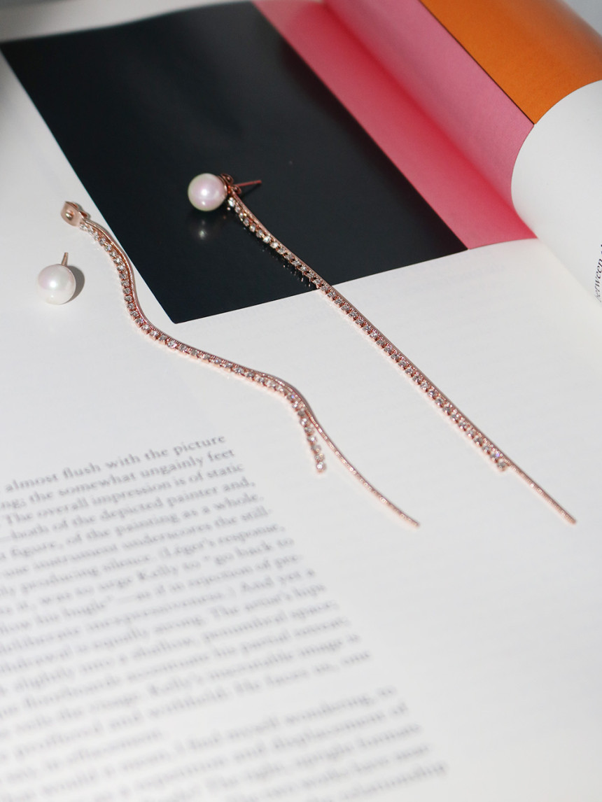 Bleu Pearl Two Way Cubic Long Drop Earring Jay Cav