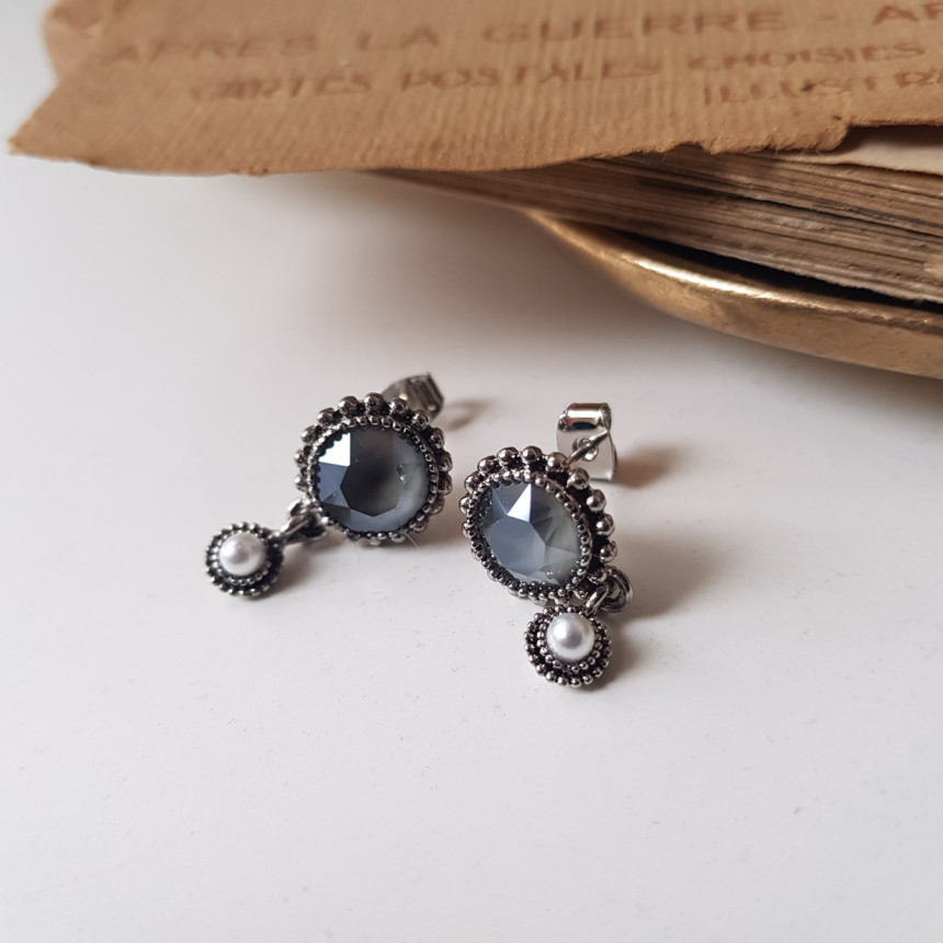 Dreaming Swall Pearl Antique Drop Earrings 4color 