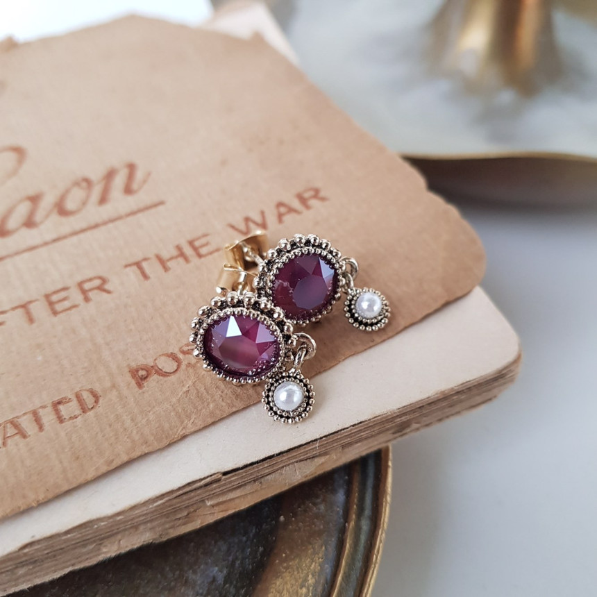 Dreaming Swall Pearl Antique Drop Earrings 4color 