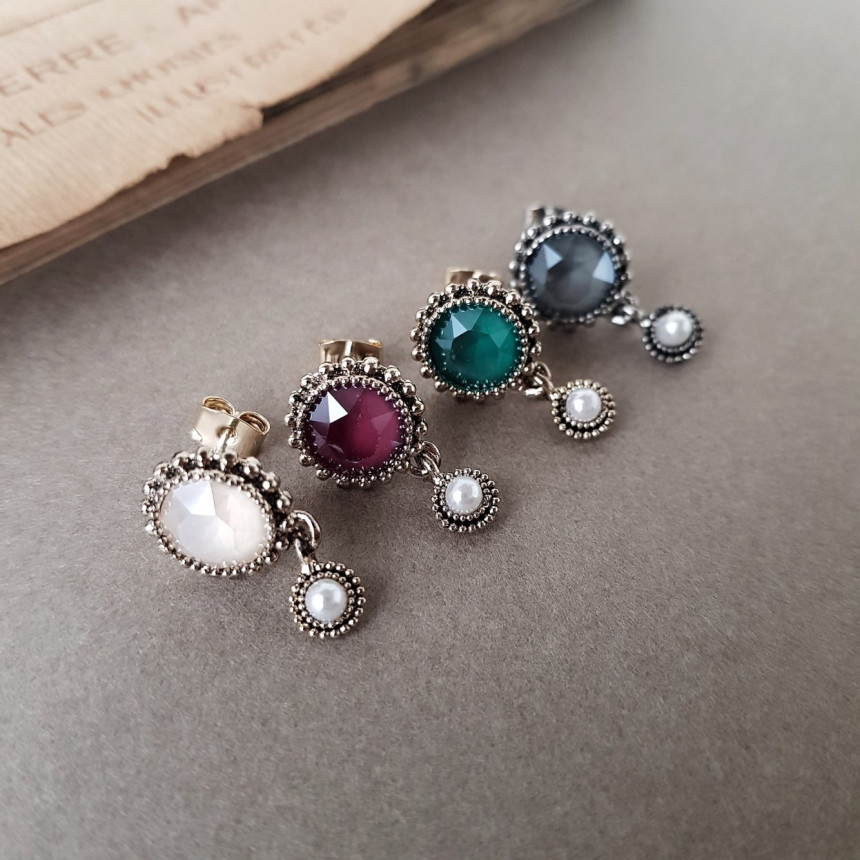 Dreaming Swall Pearl Antique Drop Earrings 4color 