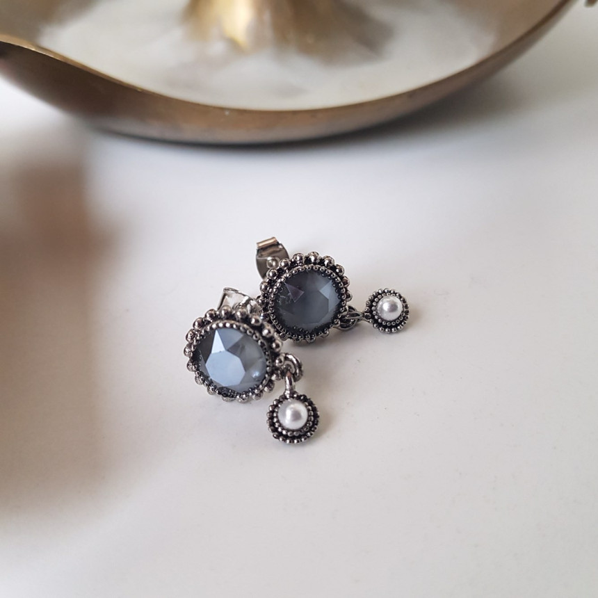 Dreaming Swall Pearl Antique Drop Earrings 4color 