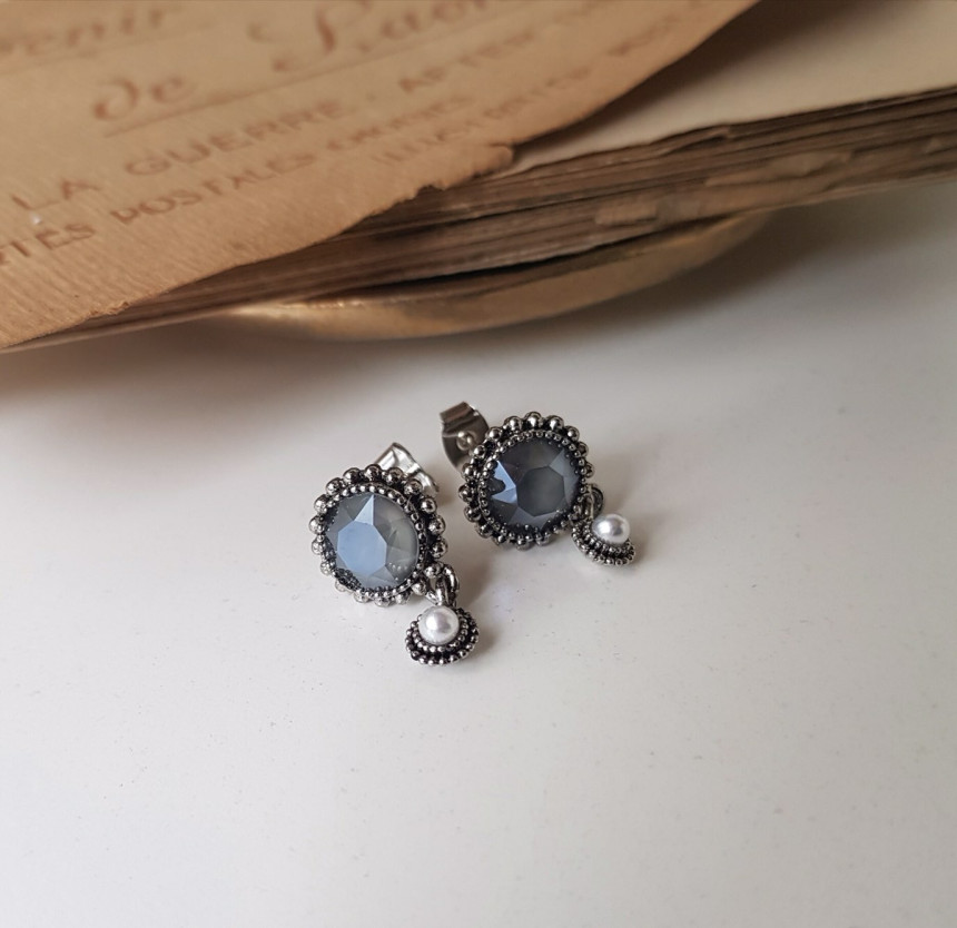 Dreaming Swall Pearl Antique Drop Earrings 4color 