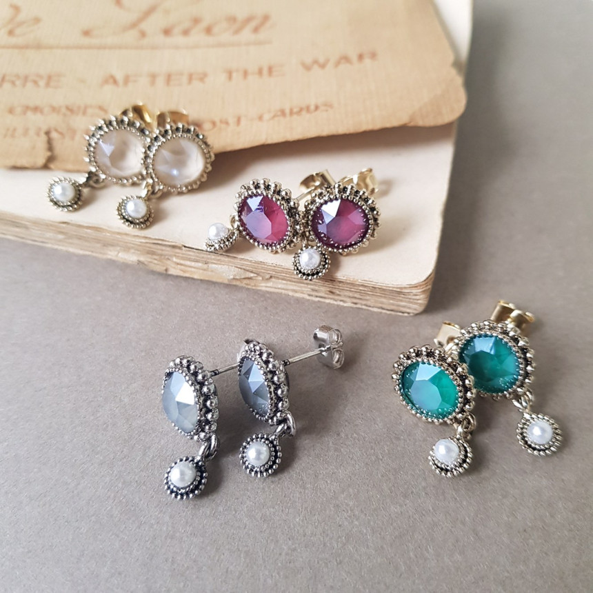 Dreaming Swall Pearl Antique Drop Earrings 4color 