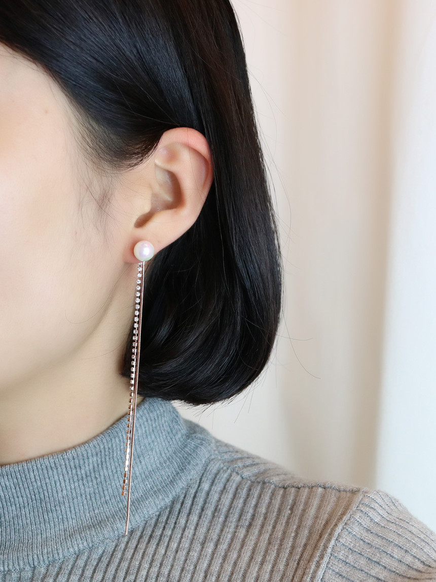 Bleu Pearl Two Way Cubic Long Drop Earring Jay Cav