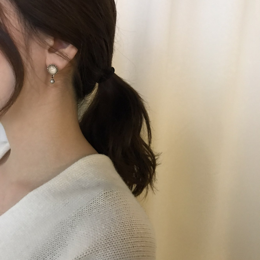 Dreaming Swall Pearl Antique Drop Earrings 4color 