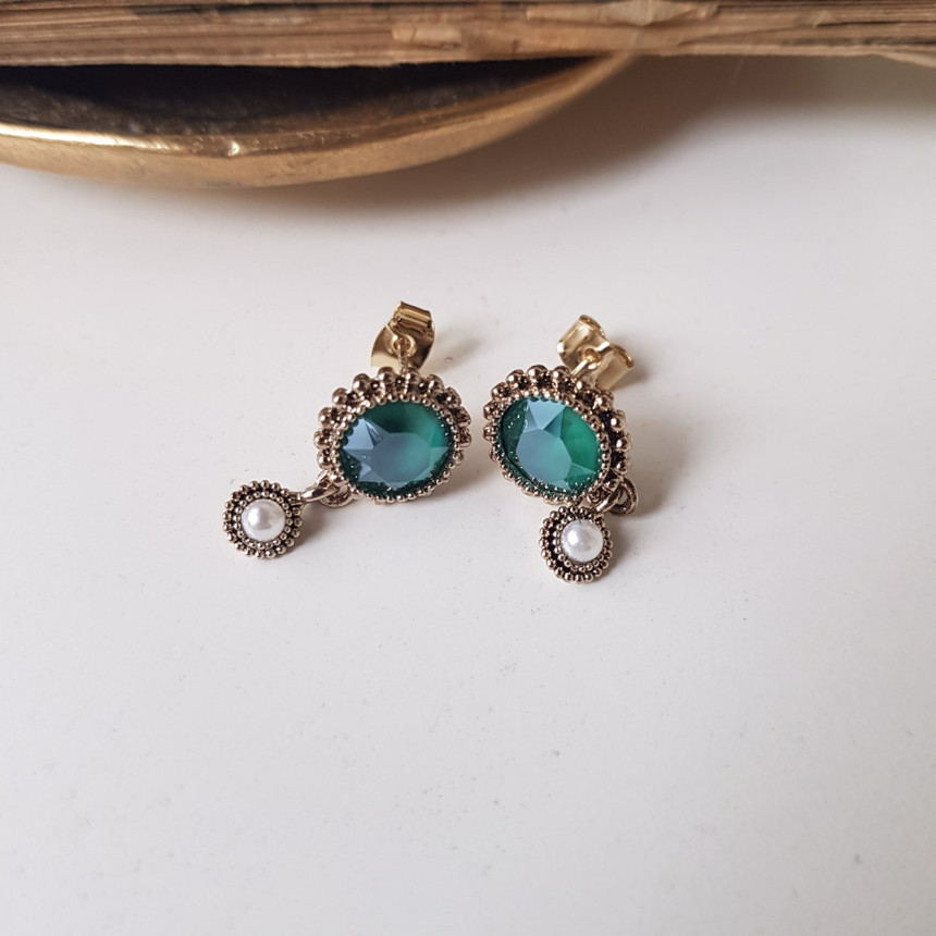 Dreaming Swall Pearl Antique Drop Earrings 4color 