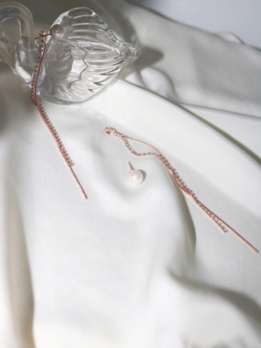 Bleu Pearl Two Way Cubic Long Drop Earring Jay Cav