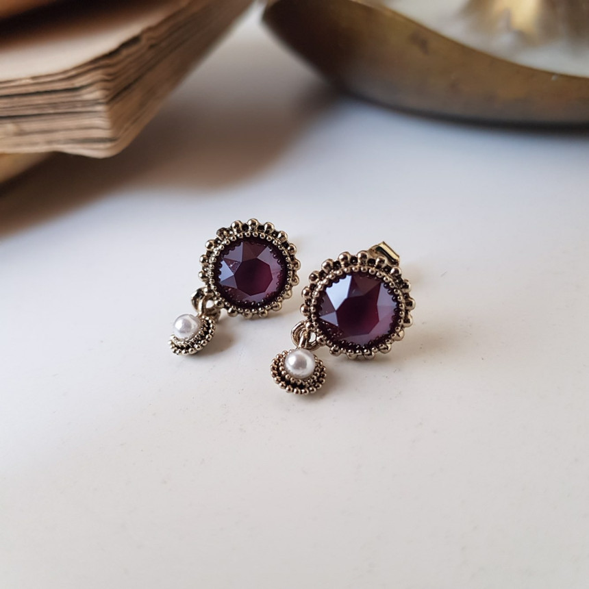 Dreaming Swall Pearl Antique Drop Earrings 4color 