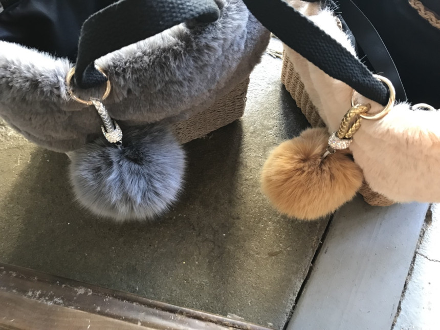 High Quality Cubic Mink Keyring 4COL Real Holder P