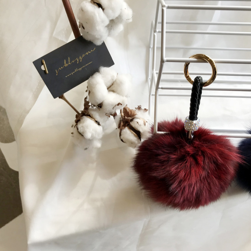 High Quality Cubic Mink Keyring 4COL Real Holder P