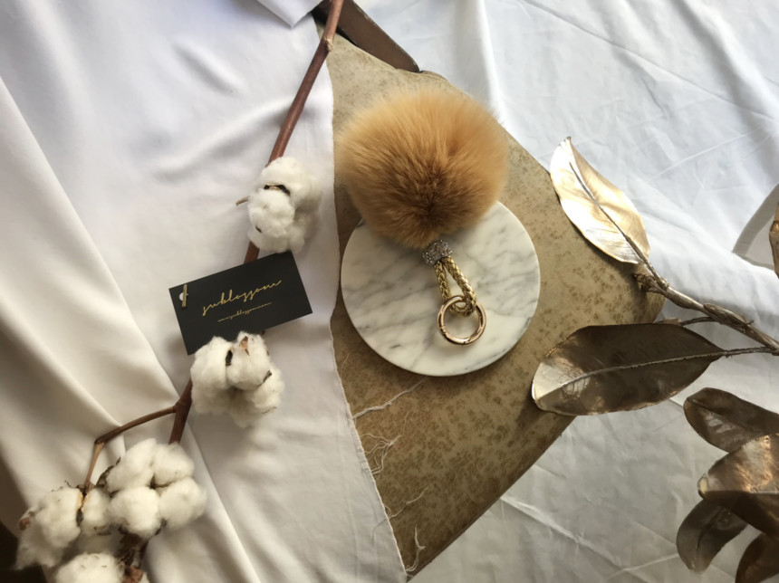 High Quality Cubic Mink Keyring 4COL Real Holder P