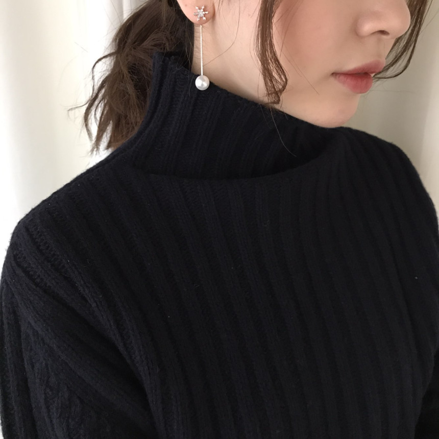 Frozen Cubic Pearl Unshaped Drop Earrings 2color P