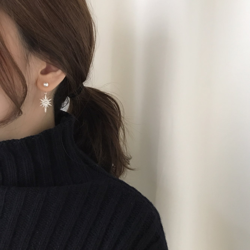 Frozen Cubic Pearl Unshaped Drop Earrings 2color P