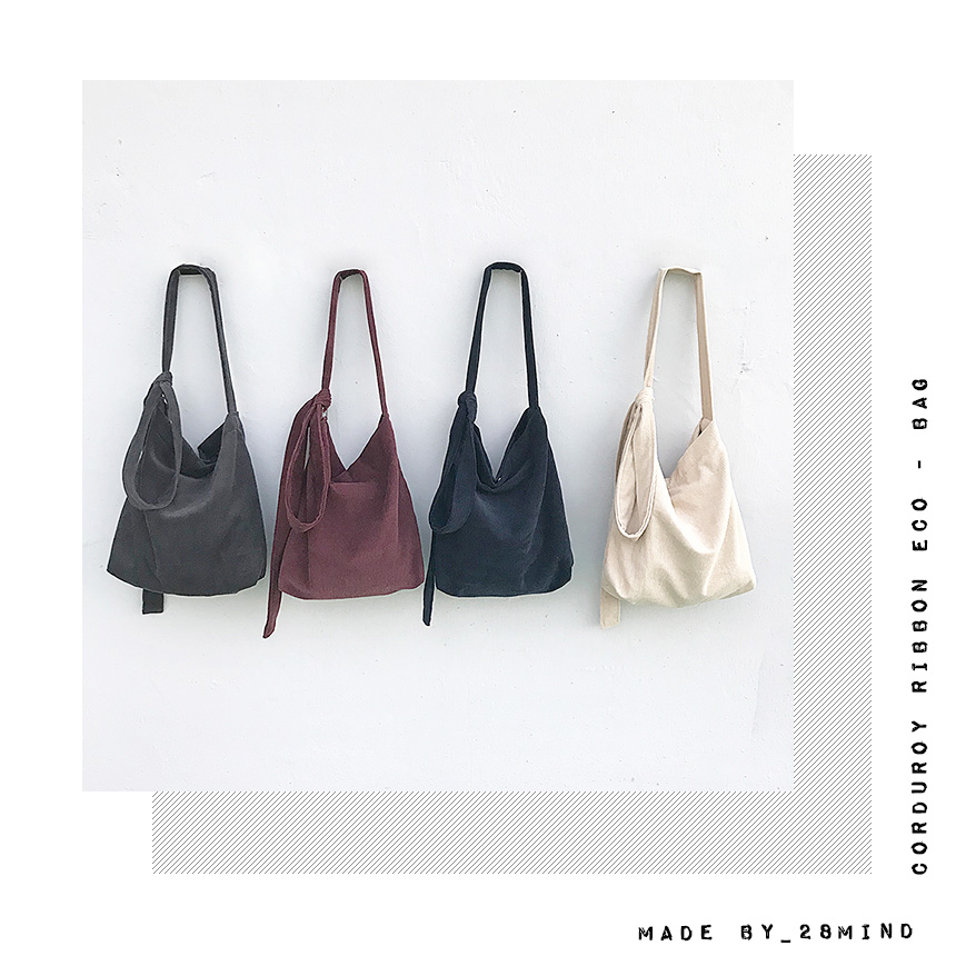 TOTE ECO SHOPPING TRAVEL corduroy ribbon eco-back 