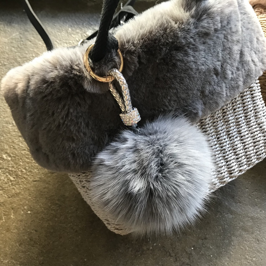 High Quality Cubic Mink Keyring 4COL Real Holder P