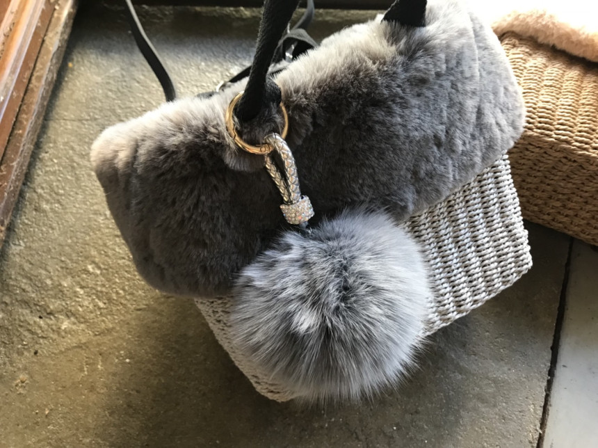 High Quality Cubic Mink Keyring 4COL Real Holder P