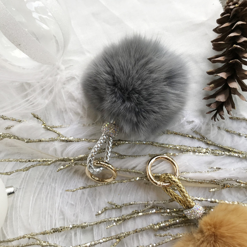 High Quality Cubic Mink Keyring 4COL Real Holder P