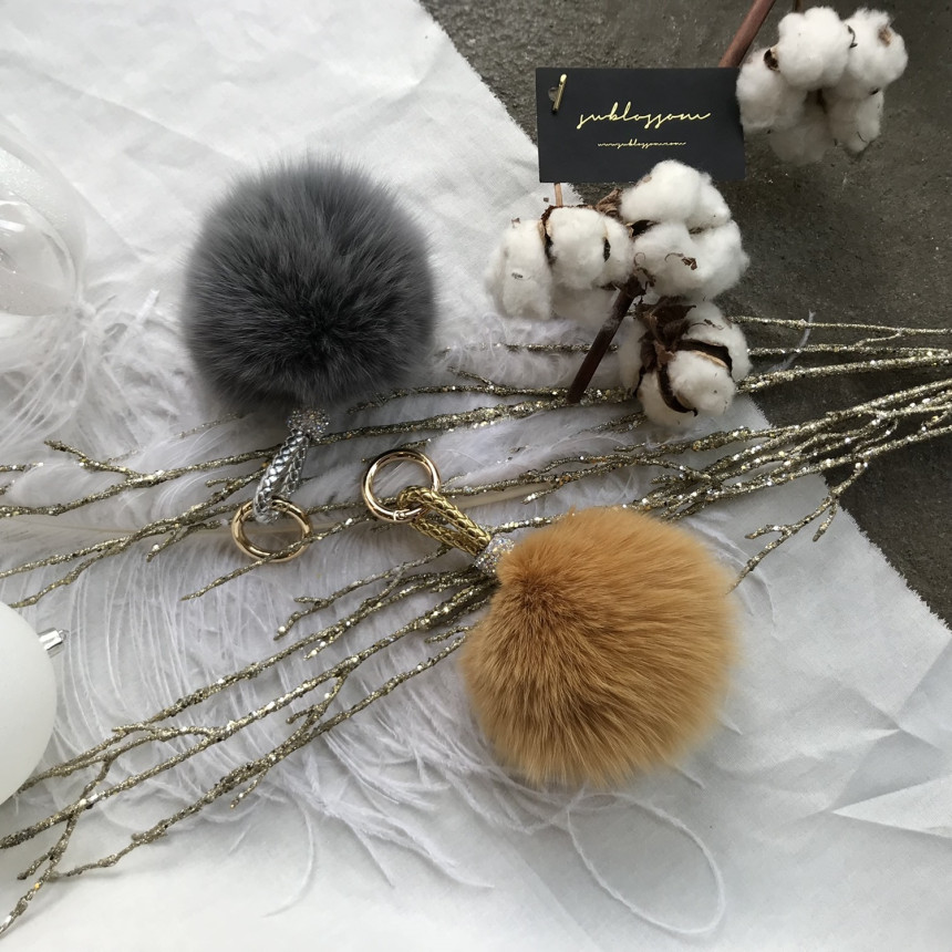 High Quality Cubic Mink Keyring 4COL Real Holder P