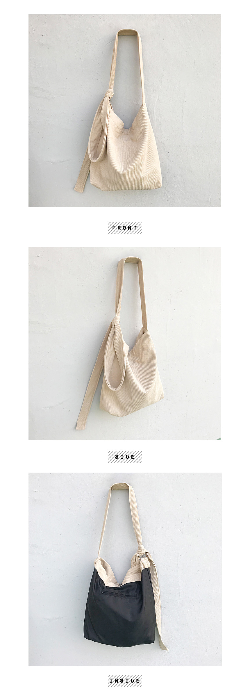 TOTE ECO SHOPPING TRAVEL corduroy ribbon eco-back 