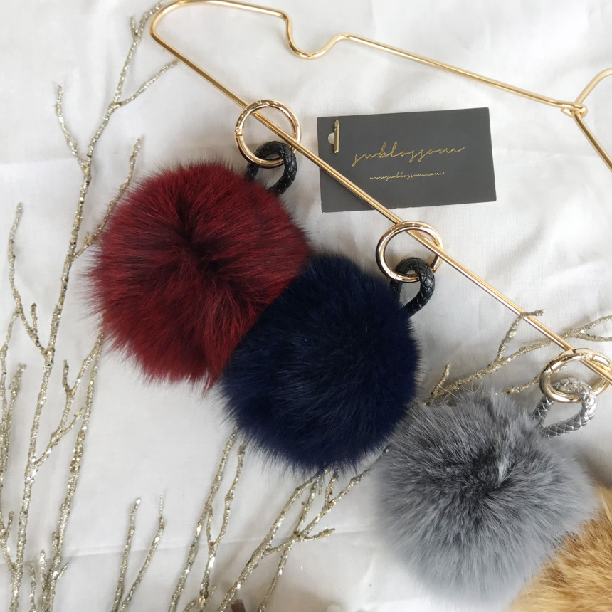 High Quality Cubic Mink Keyring 4COL Real Holder P