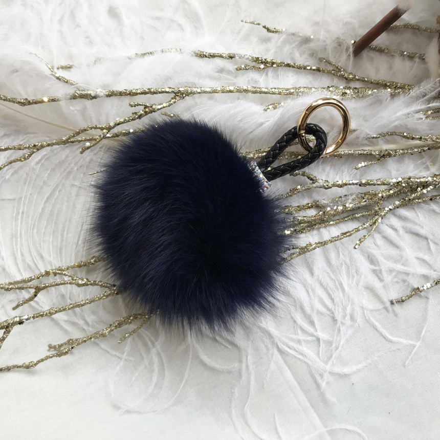 High Quality Cubic Mink Keyring 4COL Real Holder P