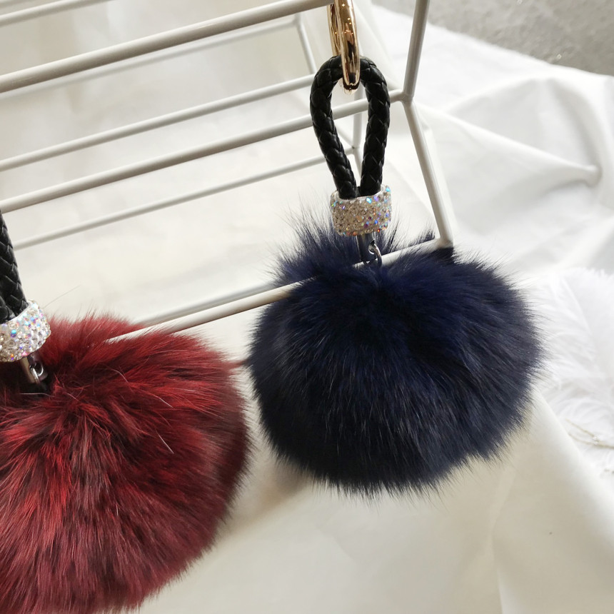 High Quality Cubic Mink Keyring 4COL Real Holder P