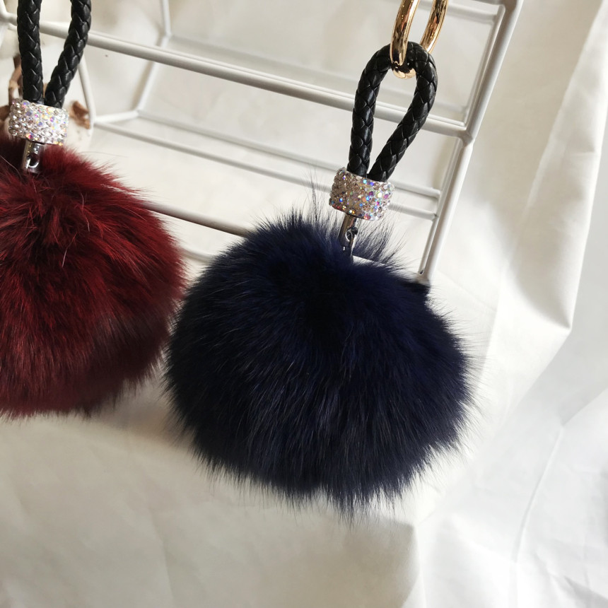 High Quality Cubic Mink Keyring 4COL Real Holder P