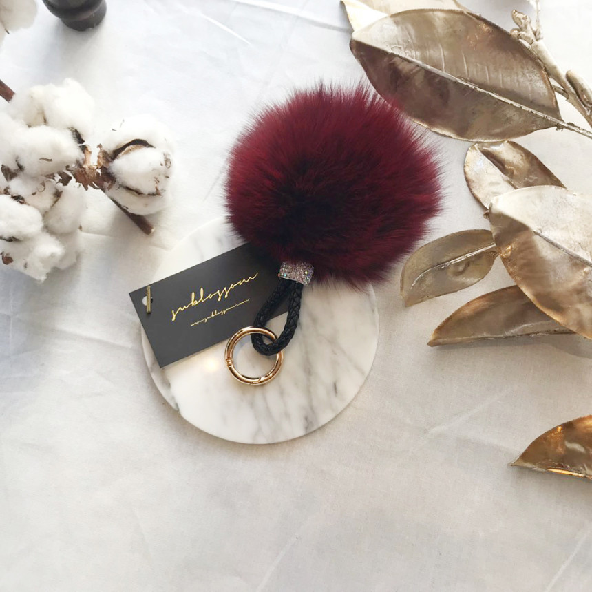 High Quality Cubic Mink Keyring 4COL Real Holder P