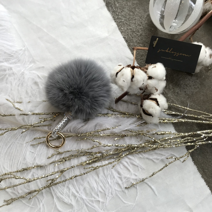 High Quality Cubic Mink Keyring 4COL Real Holder P