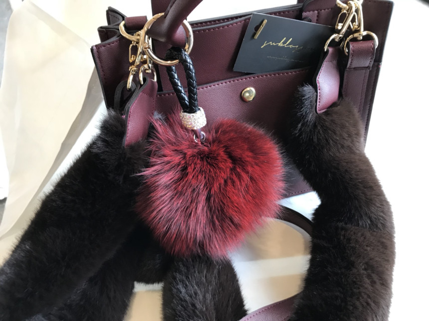 High Quality Cubic Mink Keyring 4COL Real Holder P