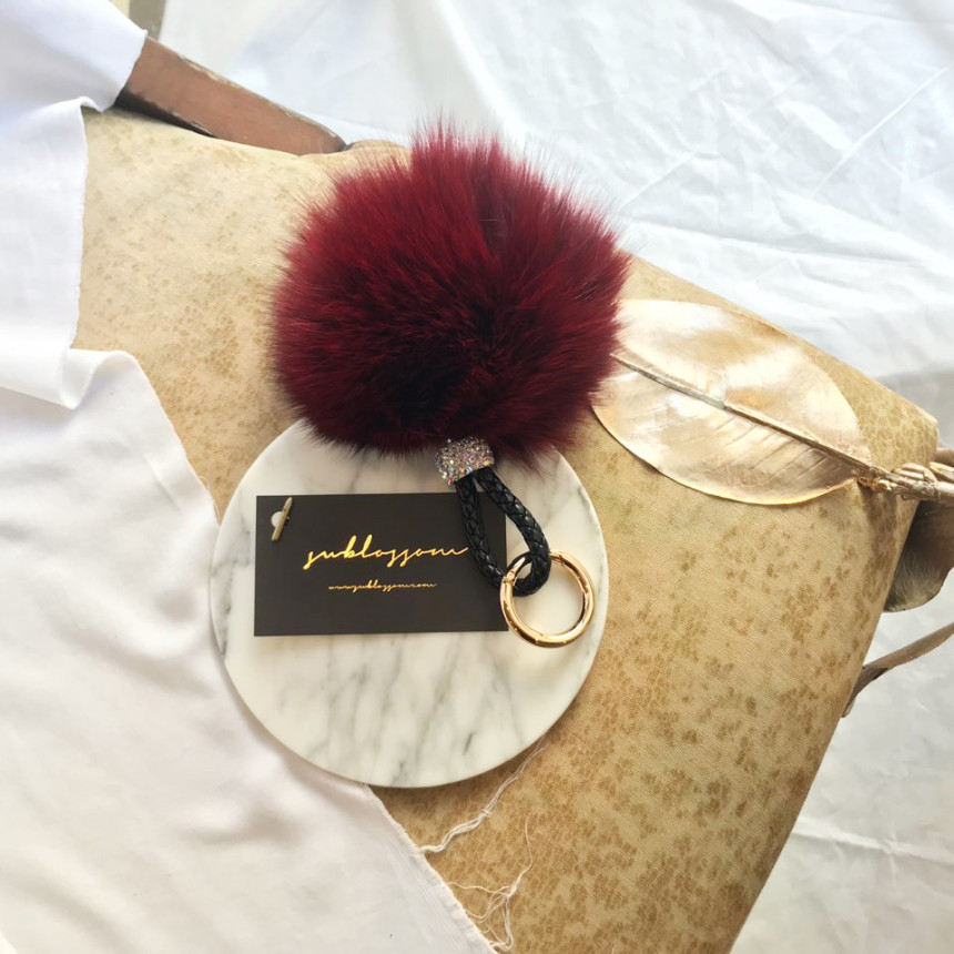 High Quality Cubic Mink Keyring 4COL Real Holder P