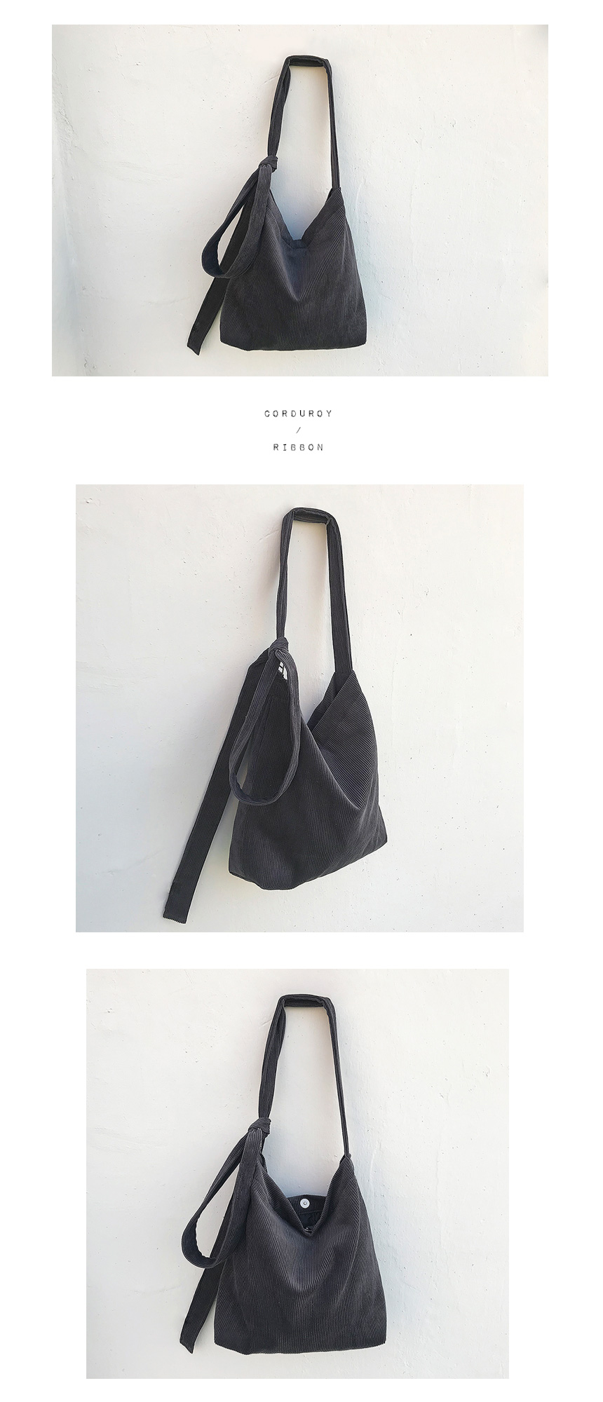 TOTE ECO SHOPPING TRAVEL corduroy ribbon eco-back 