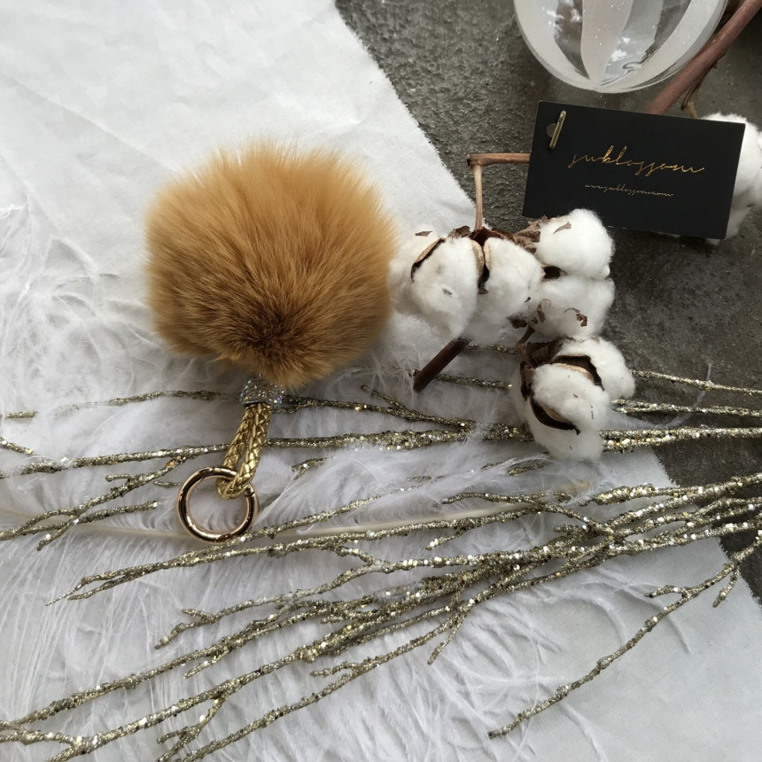 High Quality Cubic Mink Keyring 4COL Real Holder P