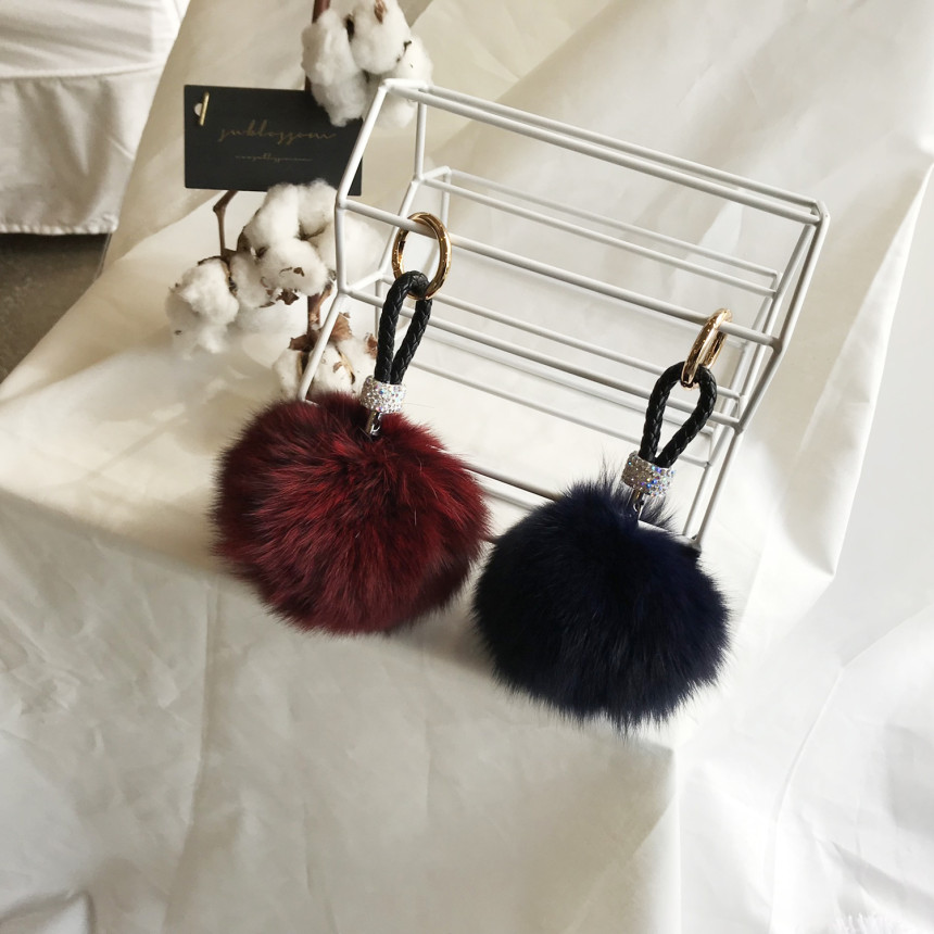 High Quality Cubic Mink Keyring 4COL Real Holder P