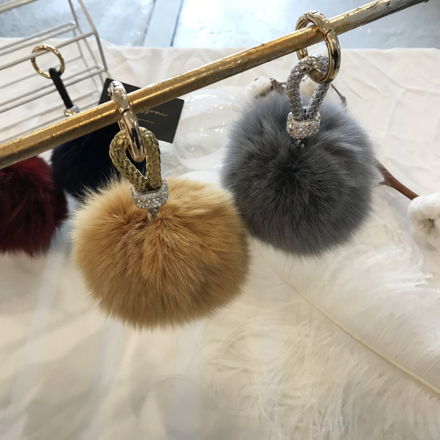 High Quality Cubic Mink Keyring 4COL Real Holder P