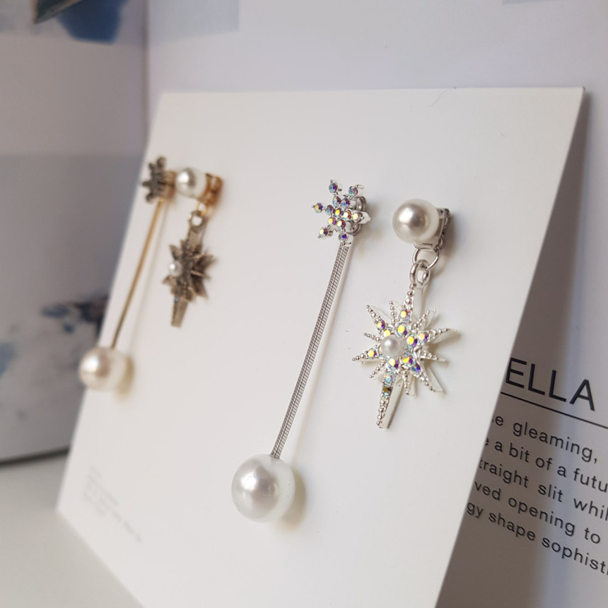 Frozen Cubic Pearl Unshaped Drop Earrings 2color P