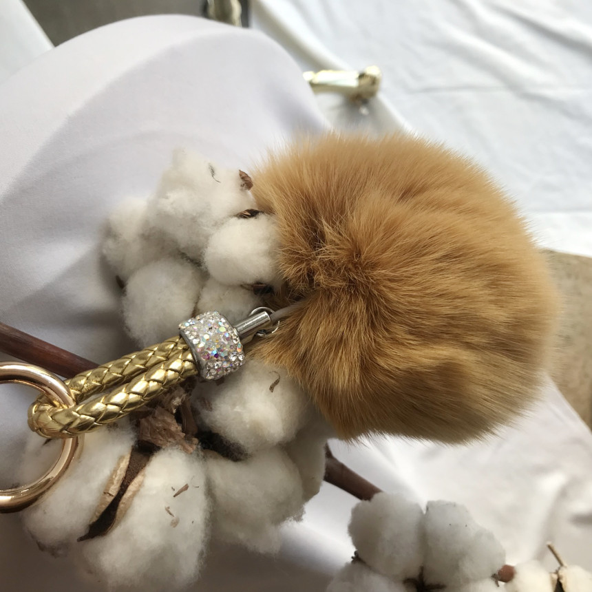 High Quality Cubic Mink Keyring 4COL Real Holder P