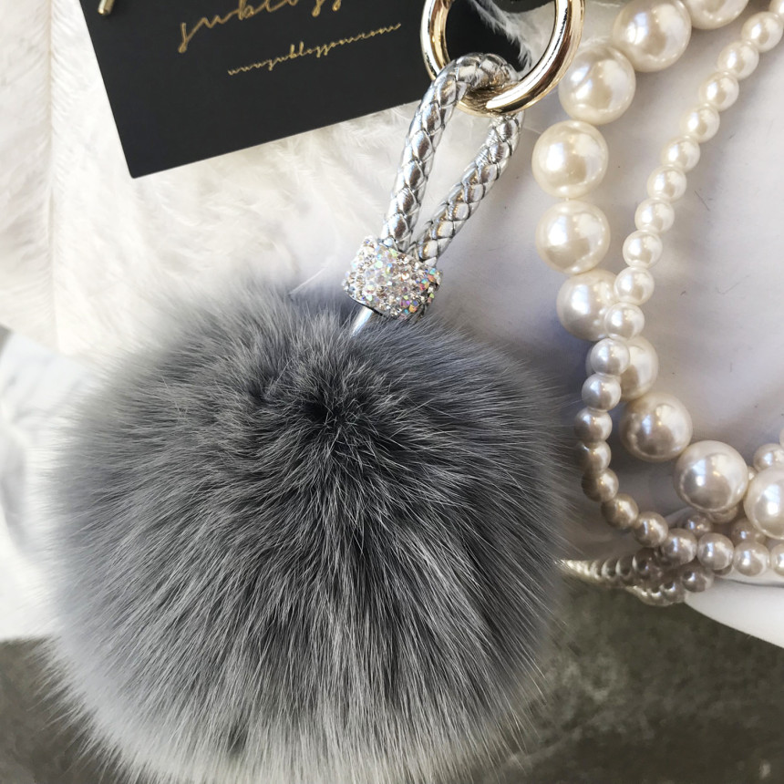 High Quality Cubic Mink Keyring 4COL Real Holder P