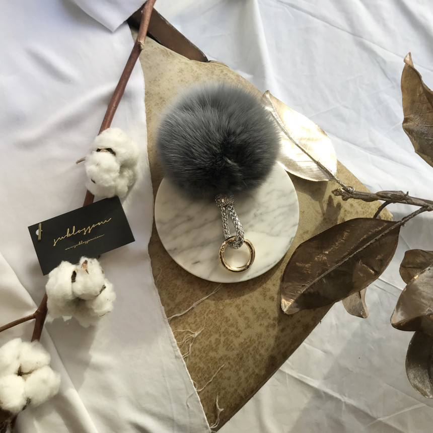 High Quality Cubic Mink Keyring 4COL Real Holder P