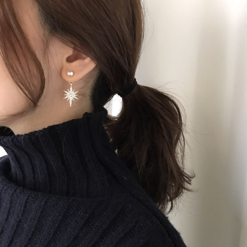 Frozen Cubic Pearl Unshaped Drop Earrings 2color P