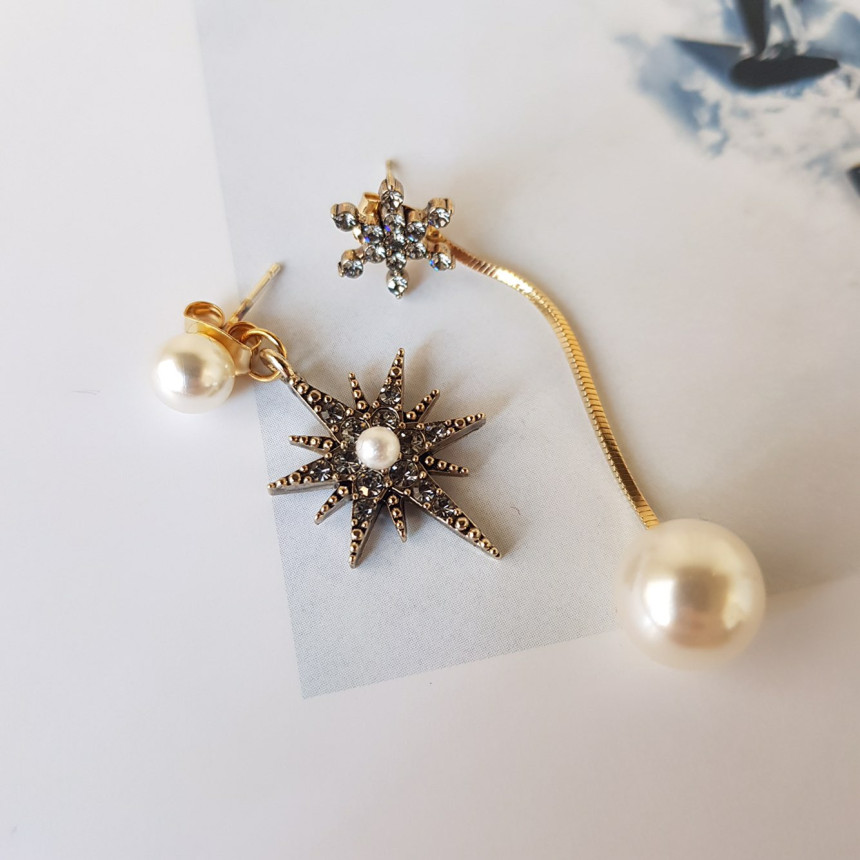 Frozen Cubic Pearl Unshaped Drop Earrings 2color P